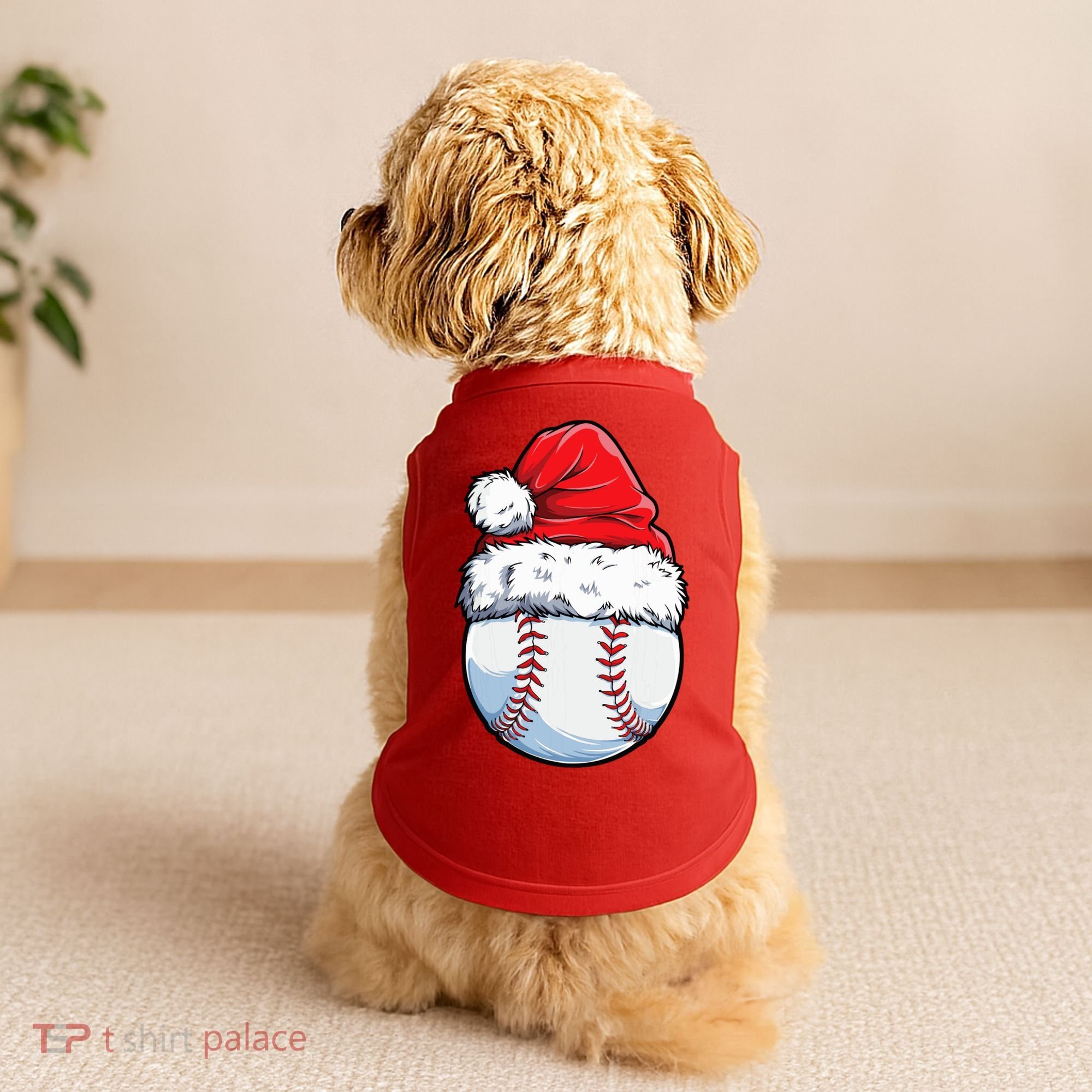 Christmas Baseball Ball Santa Hat Xmas Boys Doggie Tank