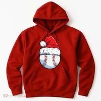 Christmas Baseball Ball Santa Hat Xmas Boys Hoodie thumb 0
