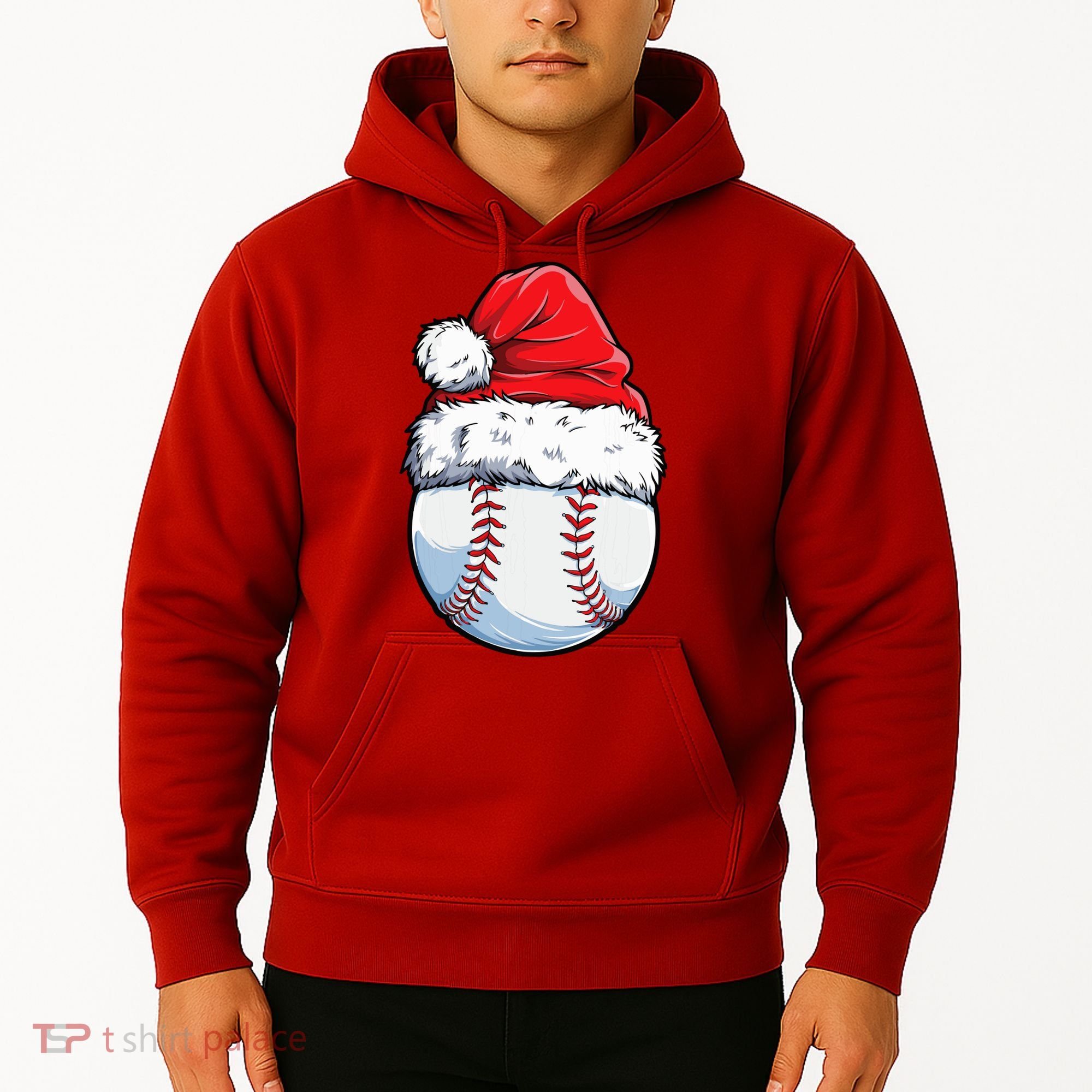 Christmas Baseball Ball Santa Hat Xmas Boys Hoodie