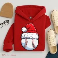Christmas Baseball Ball Santa Hat Xmas Boys Hoodie thumb 4