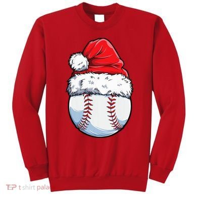 Christmas Baseball Ball Santa Hat Xmas Boys Sweatshirt