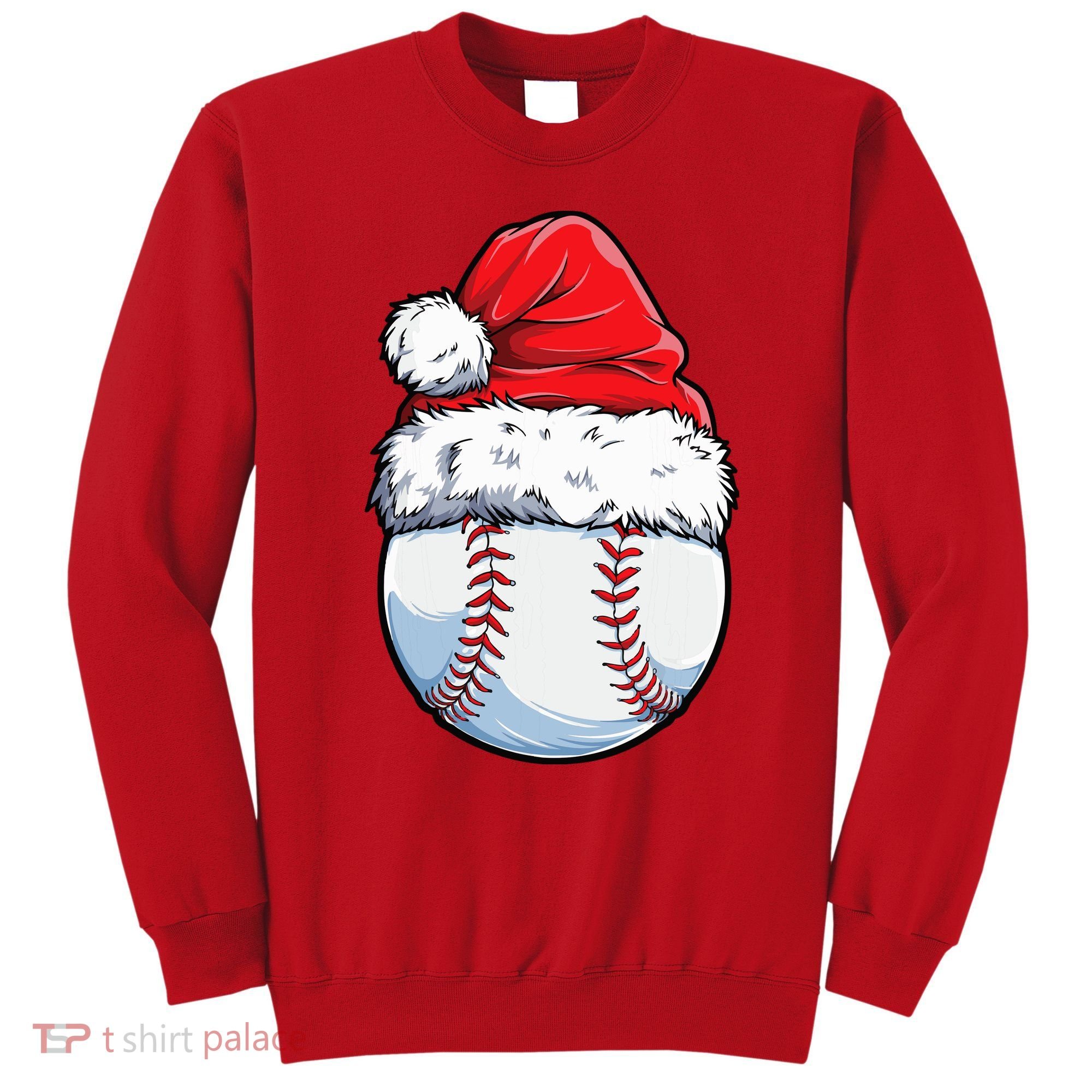 Christmas Baseball Ball Santa Hat Xmas Boys Sweatshirt