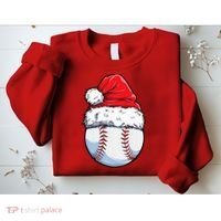Christmas Baseball Ball Santa Hat Xmas Boys Sweatshirt thumb 2