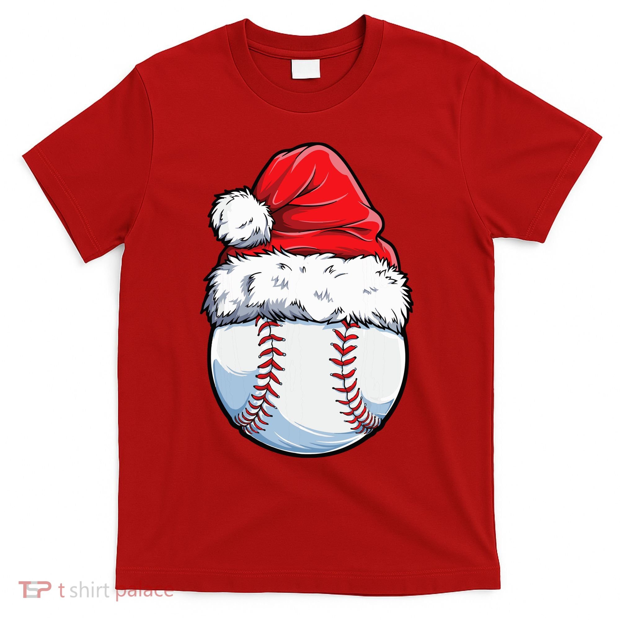 Christmas Baseball Ball Santa Hat Xmas Boys T-Shirt