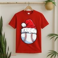 Christmas Baseball Ball Santa Hat Xmas Boys T-Shirt thumb 2