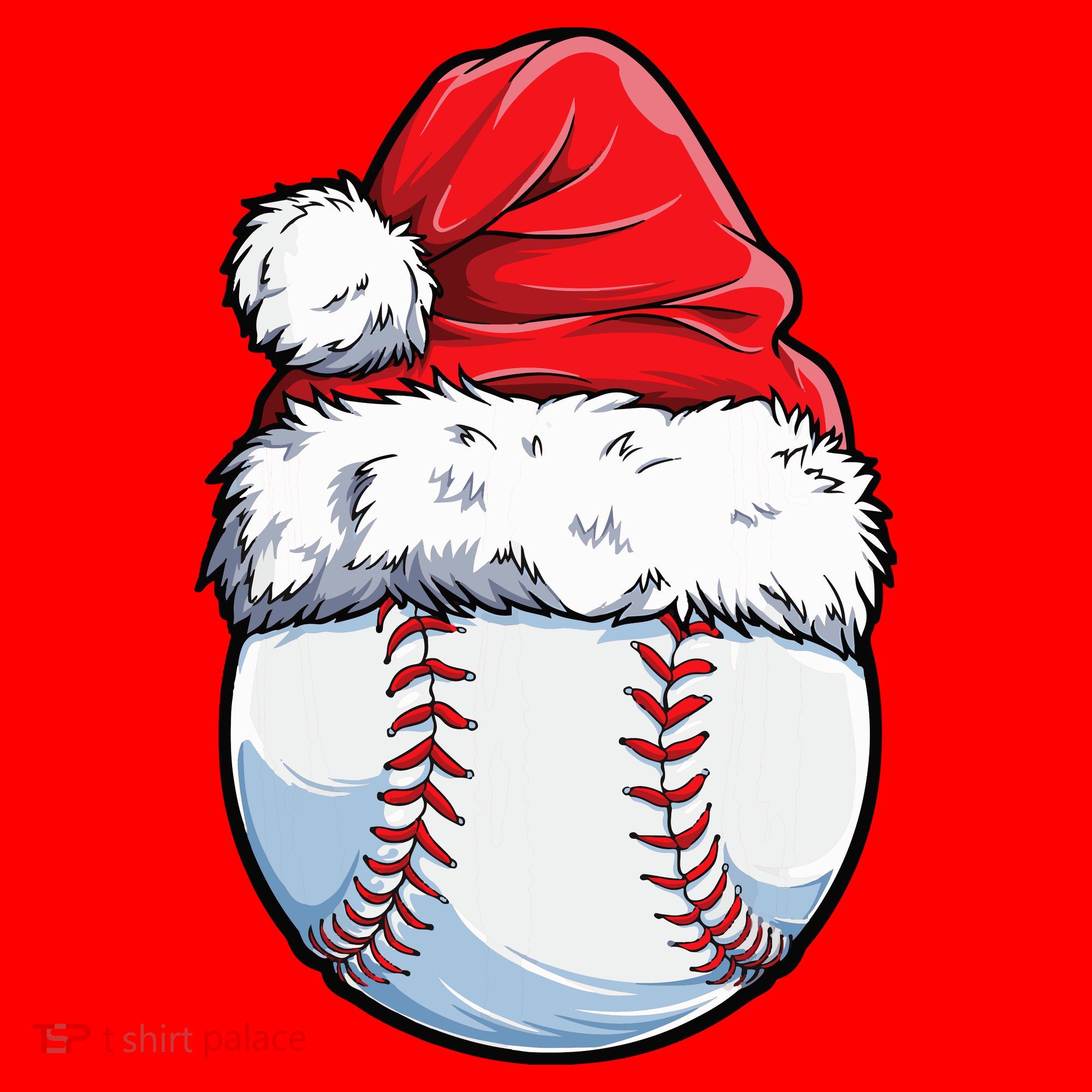 Christmas Baseball Ball Santa Hat Xmas Boys T-Shirt