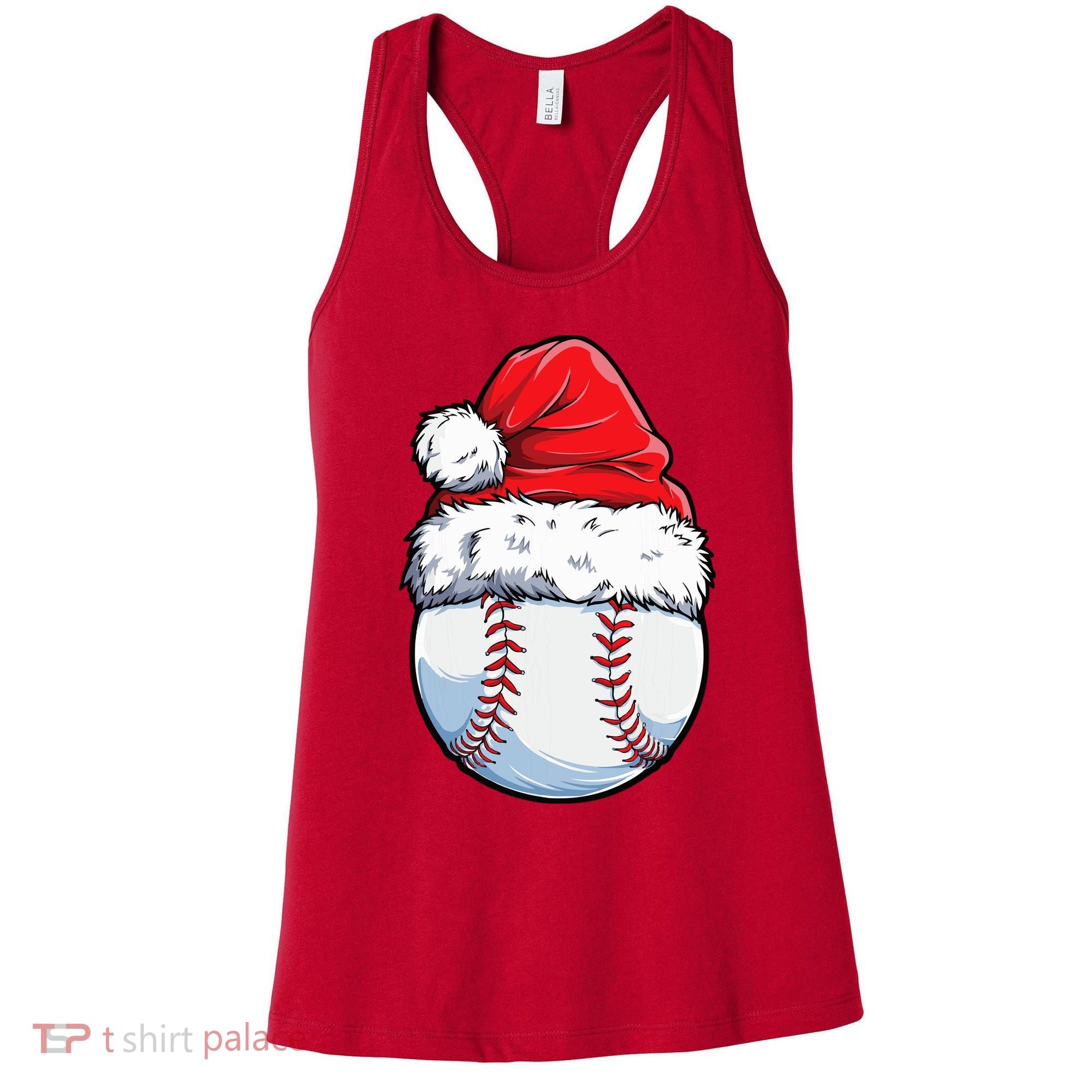 Christmas Baseball Ball Santa Hat Xmas Boys Women's Tank Top