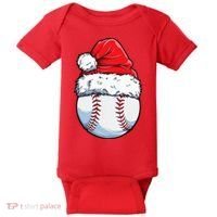 Christmas Baseball Ball Santa Hat Xmas Boys Baby Bodysuit thumb 0