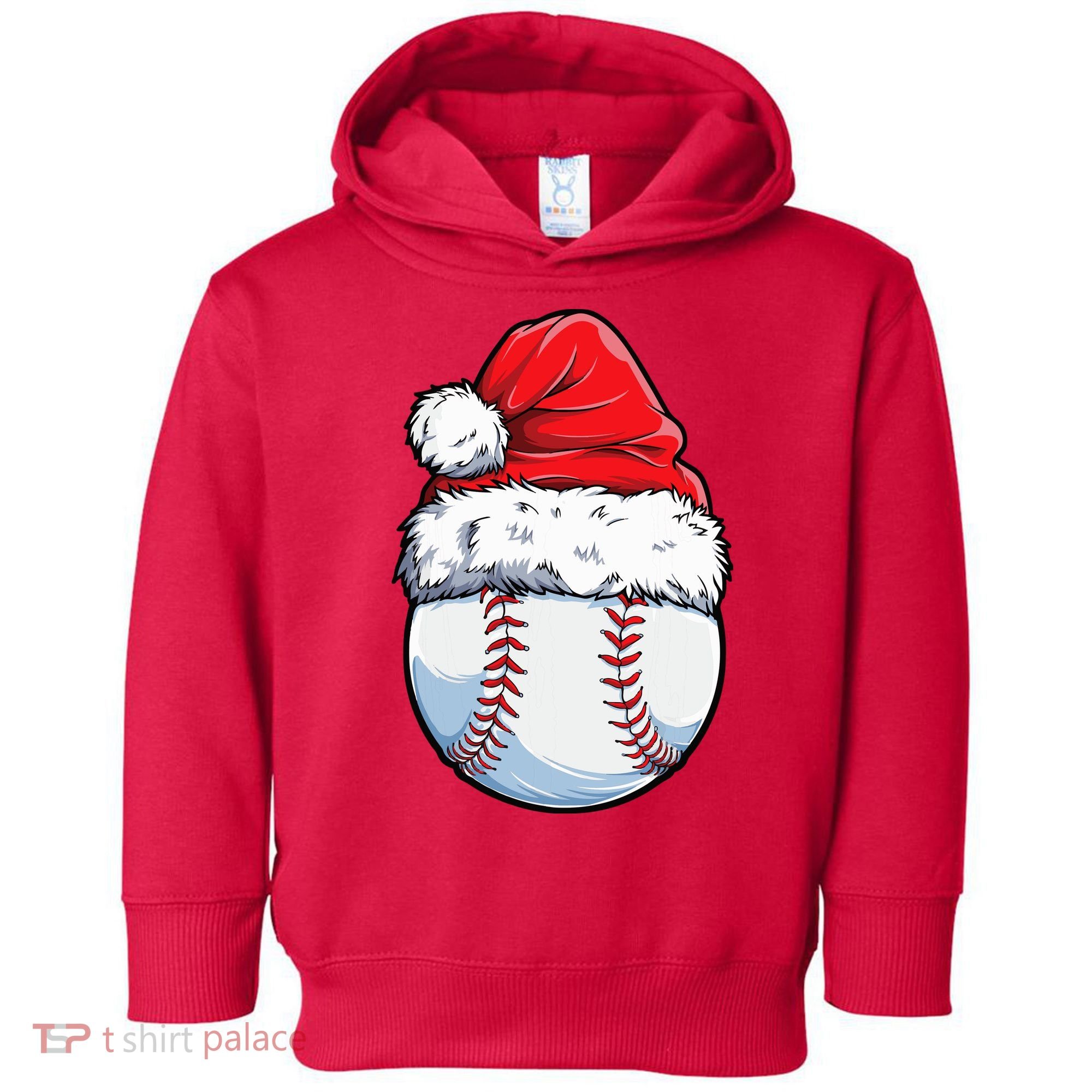 Christmas Baseball Ball Santa Hat Xmas Boys Toddler Hoodie