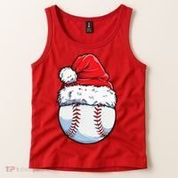 Christmas Baseball Ball Santa Hat Xmas Boys Tank Top thumb 2