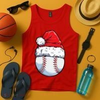 Christmas Baseball Ball Santa Hat Xmas Boys Tank Top thumb 4