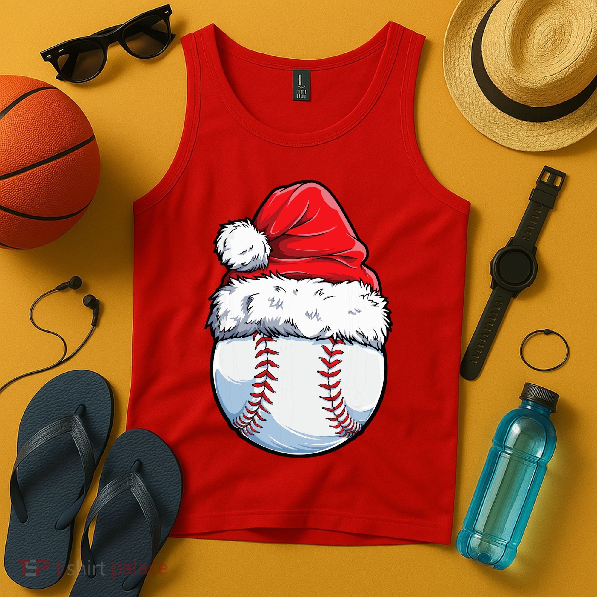 Christmas Baseball Ball Santa Hat Xmas Boys Tank Top