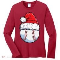 Christmas Baseball Ball Santa Hat Xmas Boys Women's Long Sleeve Shirt thumb 0