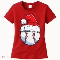 Christmas Baseball Ball Santa Hat Xmas Boys Women's T-Shirt thumb 0