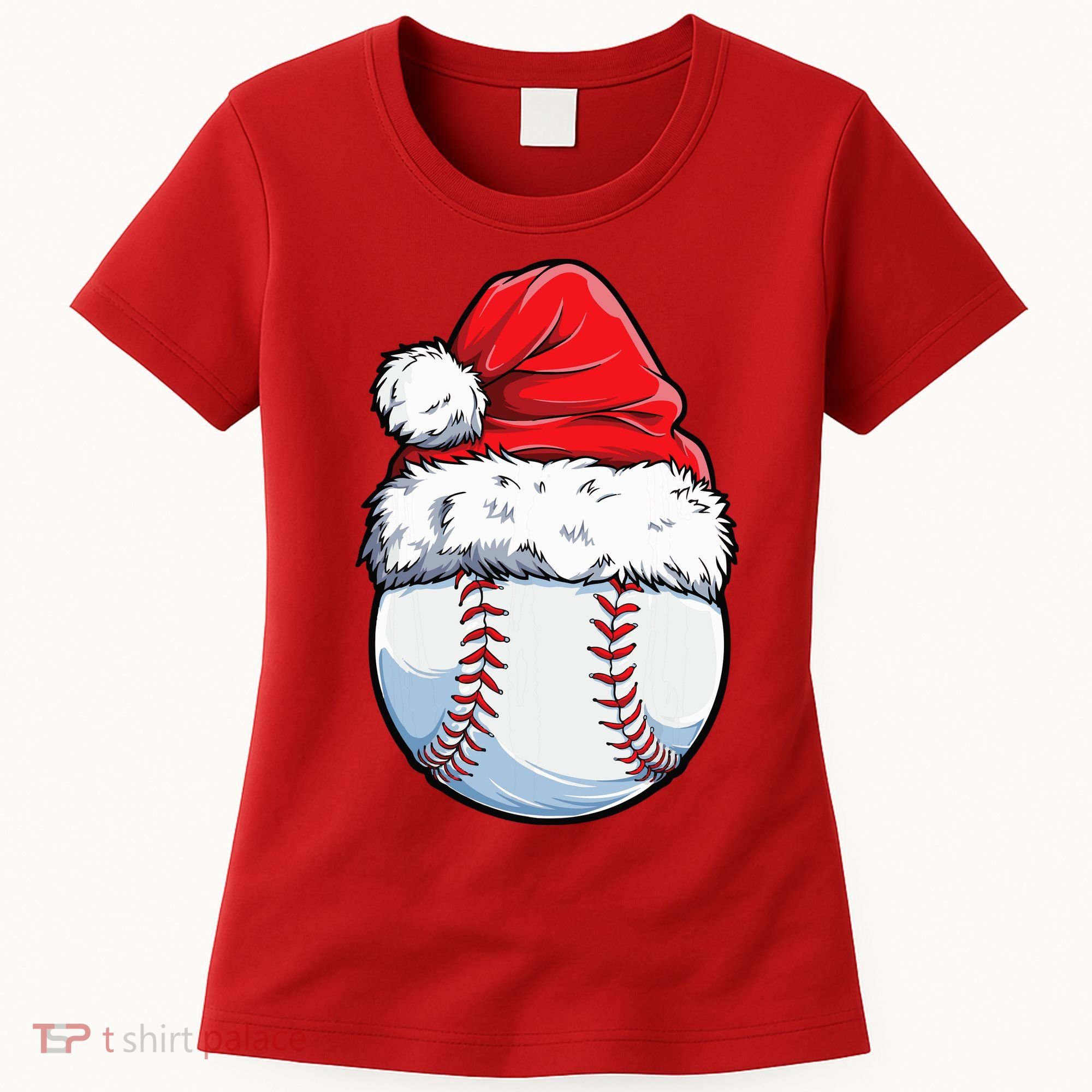 Christmas Baseball Ball Santa Hat Xmas Boys Women's T-Shirt