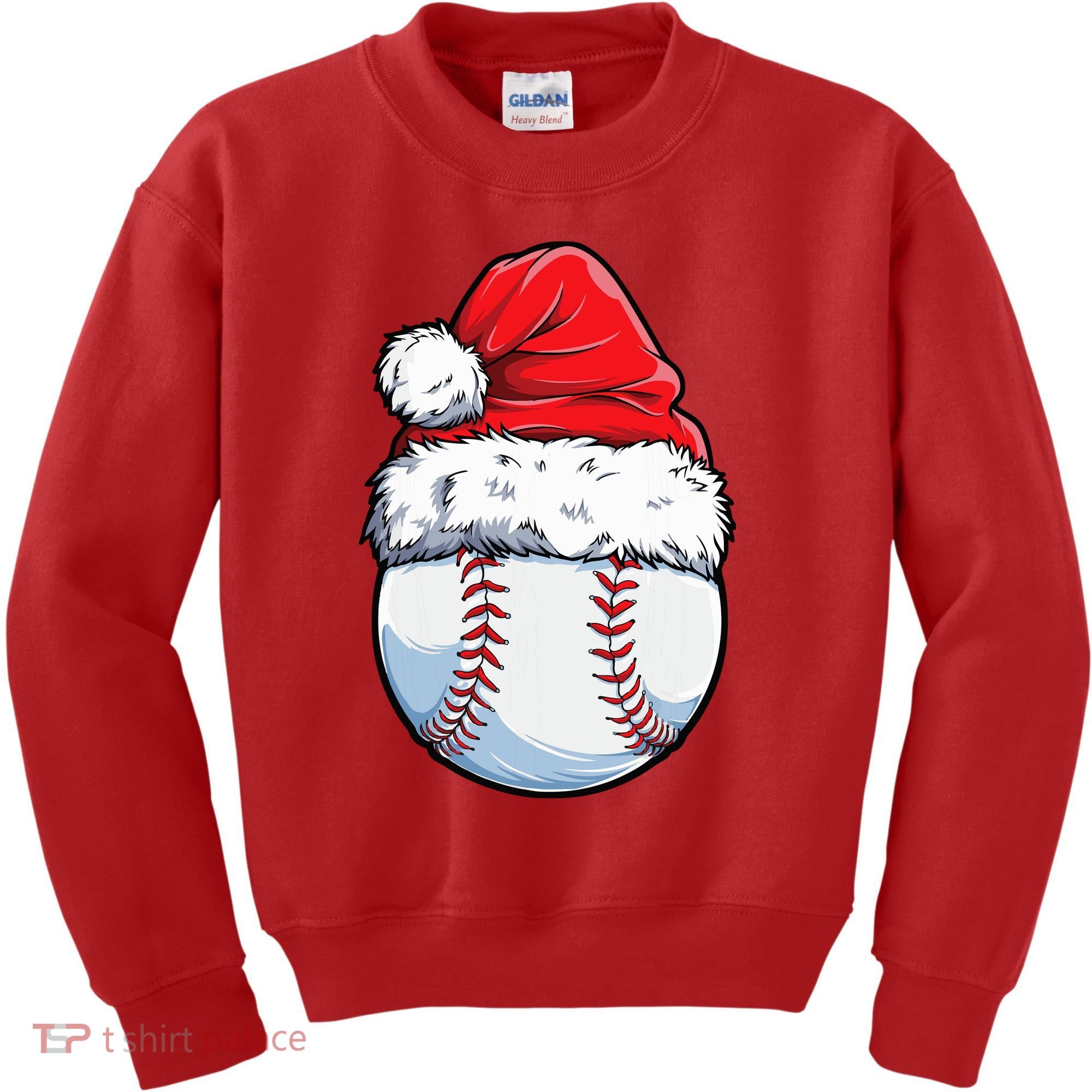 Christmas Baseball Ball Santa Hat Xmas Boys Kids Sweatshirt