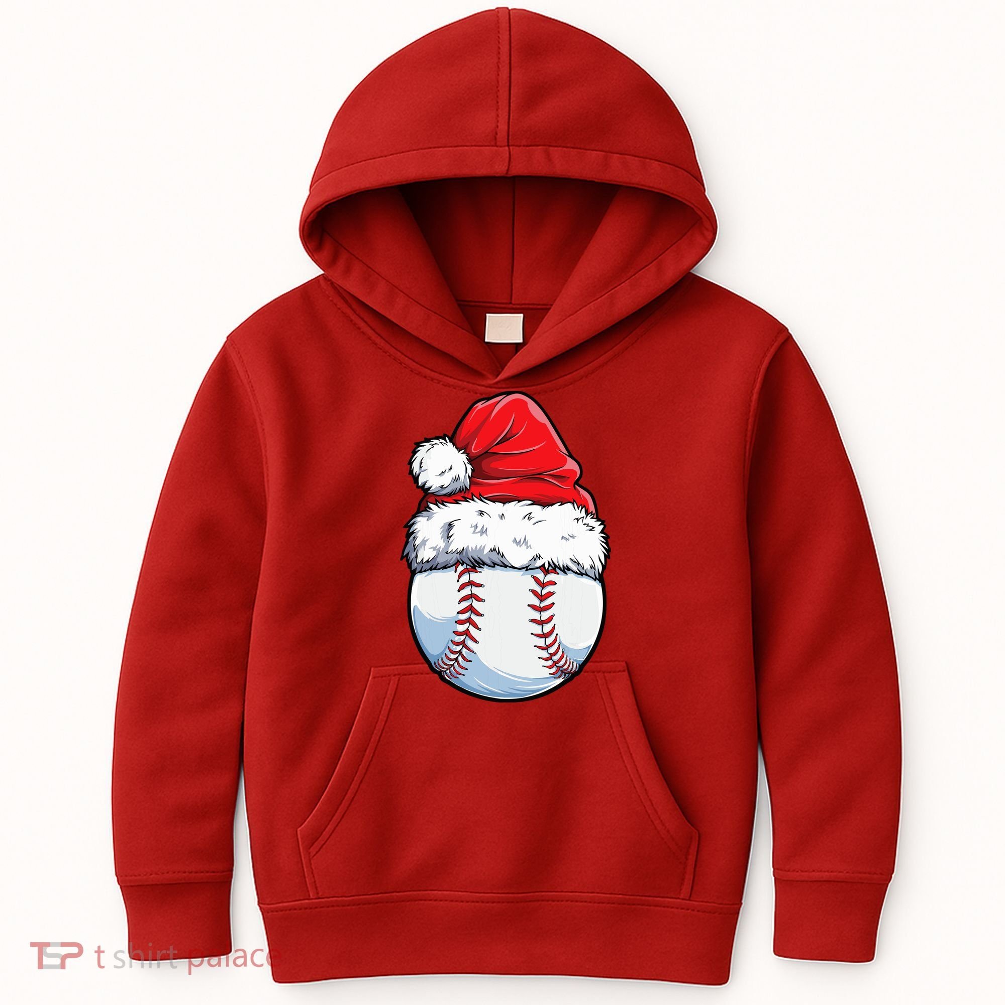 Christmas Baseball Ball Santa Hat Xmas Boys Kids Hoodie