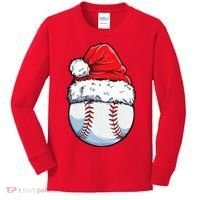 Christmas Baseball Ball Santa Hat Xmas Boys Kids Long Sleeve Shirt thumb 0