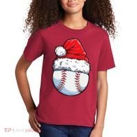 Christmas Baseball Ball Santa Hat Xmas Boys Kids T-Shirt thumb 2