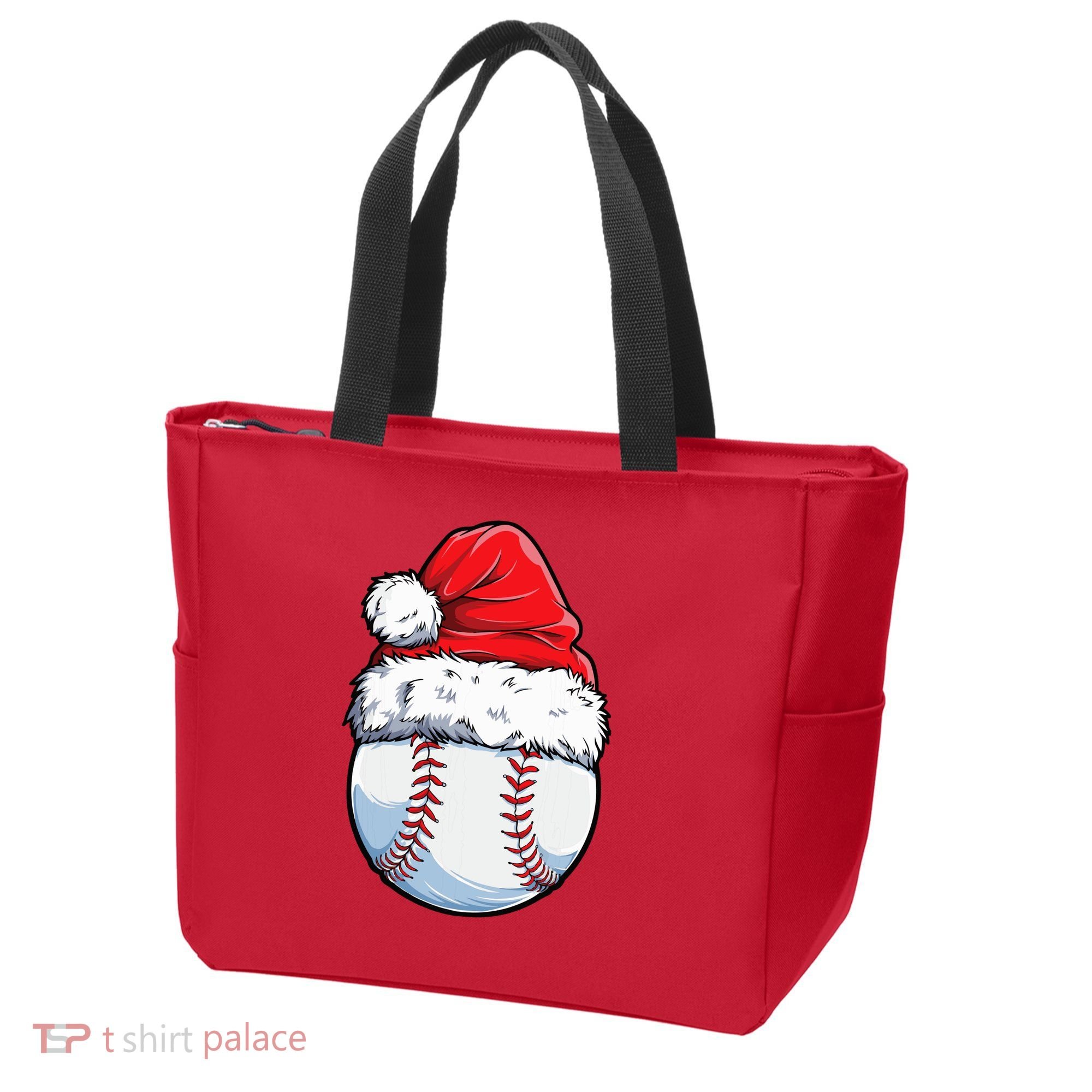 Christmas Baseball Ball Santa Hat Xmas Boys Tote Bag
