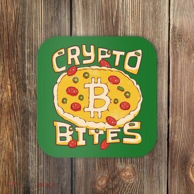 Crypto Bites Bitcoin Pizza Coaster