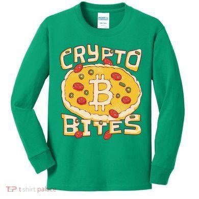 Crypto Bites Bitcoin Pizza Kids Long Sleeve Shirt