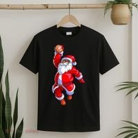 Christmas Basketball Black African American Santa T-Shirt thumb 2