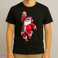 Christmas Basketball Black African American Santa T-Shirt thumb 3