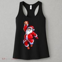 Christmas Basketball Black African American Santa Women's Tank Top thumb 3