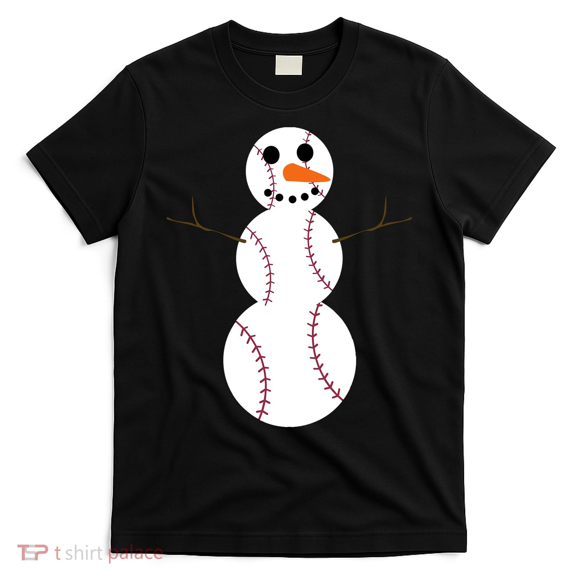 Christmas Baseball Ball Snowman Funny Sport Xmas Boys T-Shirt