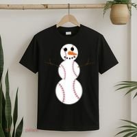 Christmas Baseball Ball Snowman Funny Sport Xmas Boys T-Shirt thumb 2