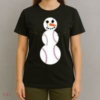 Christmas Baseball Ball Snowman Funny Sport Xmas Boys T-Shirt thumb 4