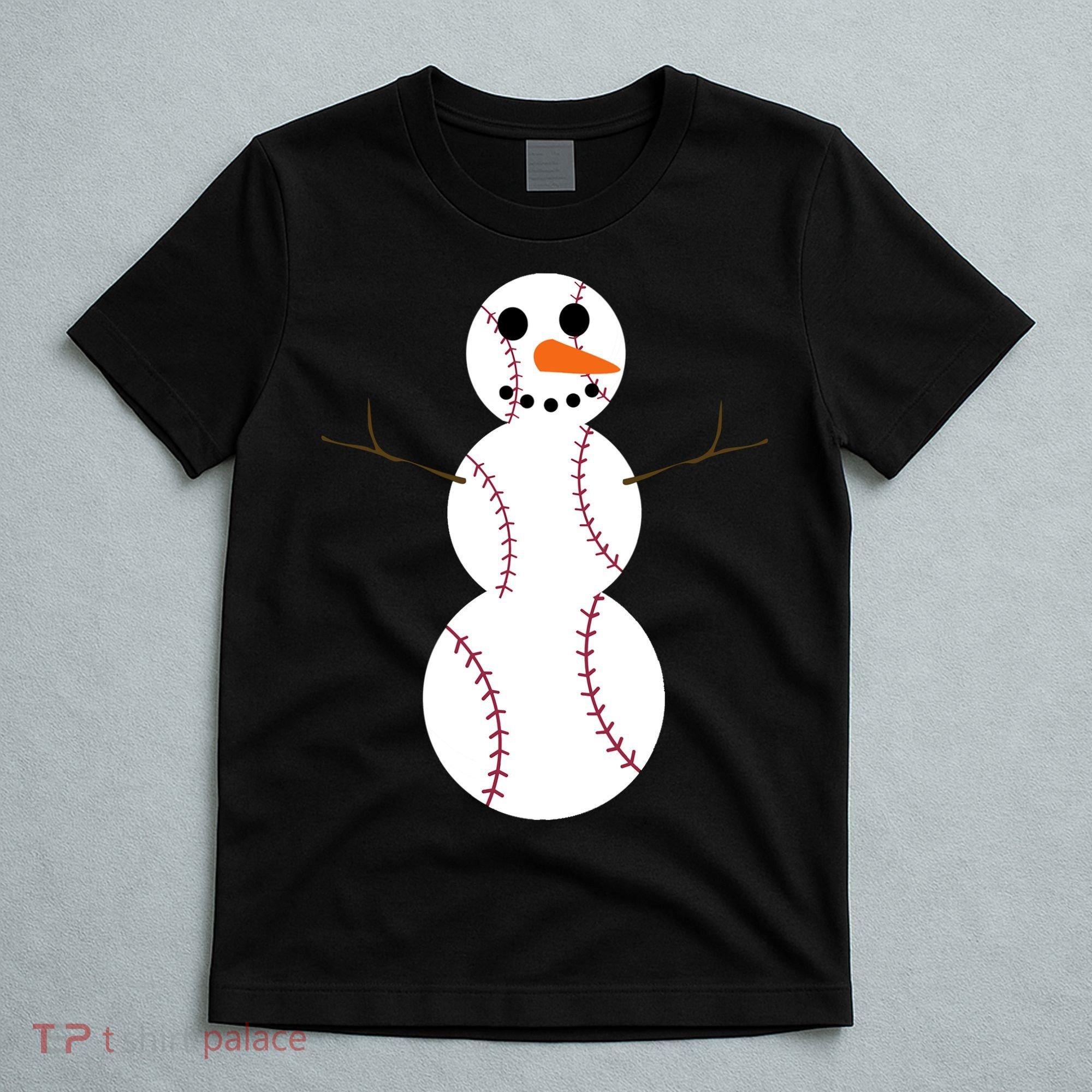Christmas Baseball Ball Snowman Funny Sport Xmas Boys T-Shirt