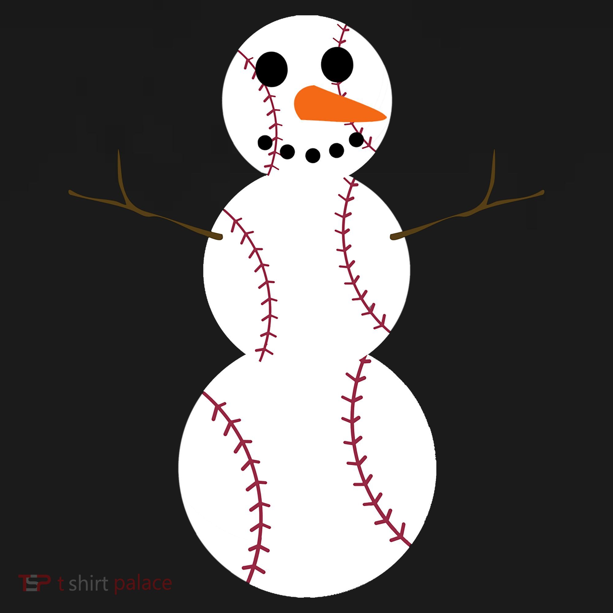 Christmas Baseball Ball Snowman Funny Sport Xmas Boys T-Shirt