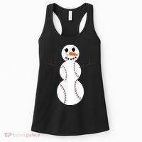 Christmas Baseball Ball Snowman Funny Sport Xmas Boys Women's Tank Top thumb 0