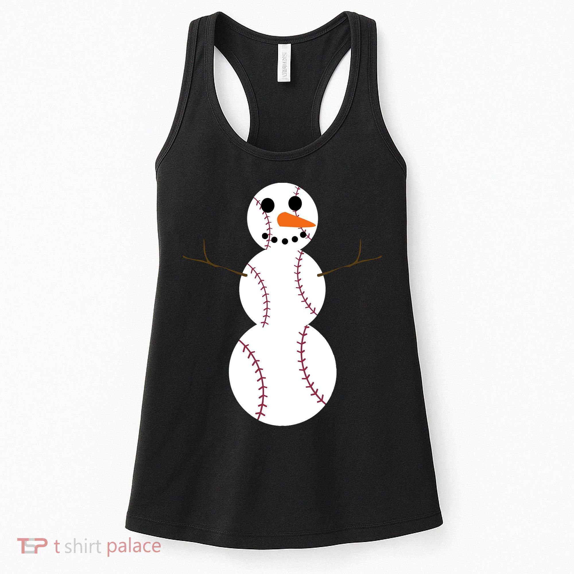 Christmas Baseball Ball Snowman Funny Sport Xmas Boys Women's Tank Top