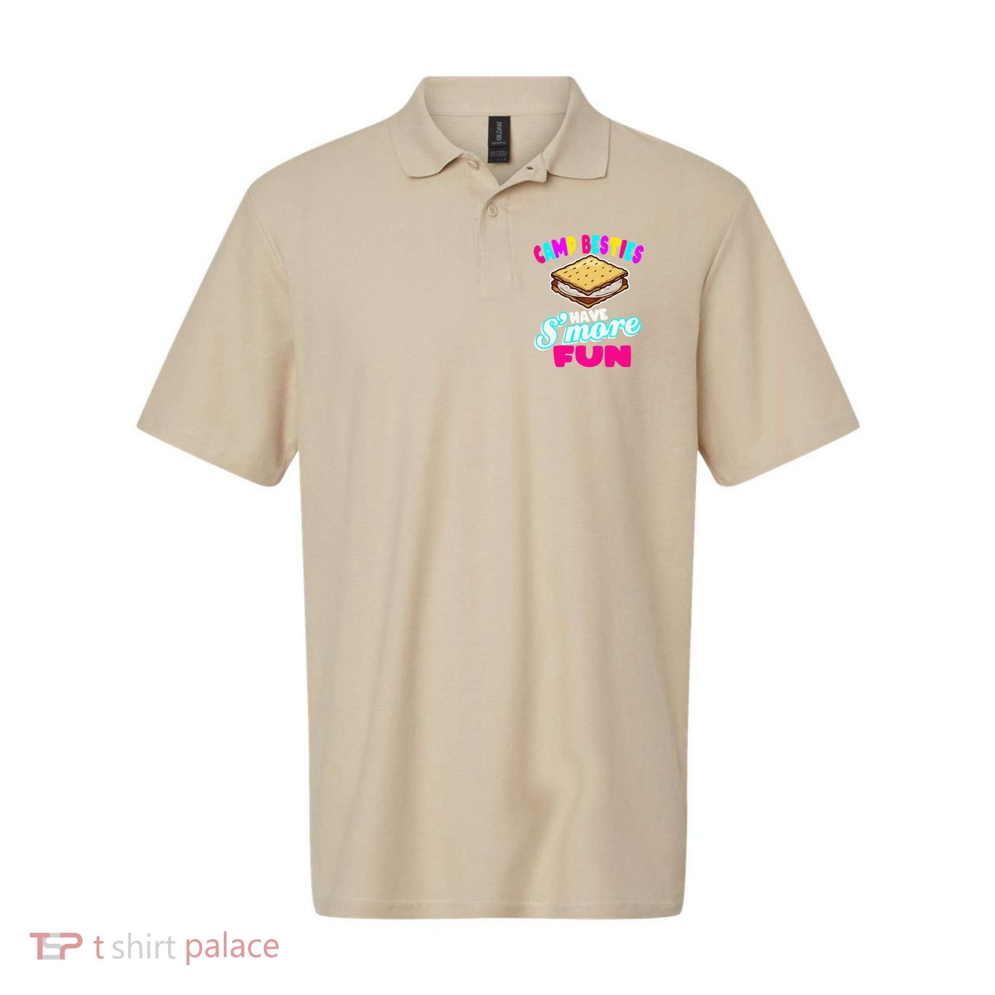 Camp Besties Best Friend Summer Camping Funny Smore Fun Polo