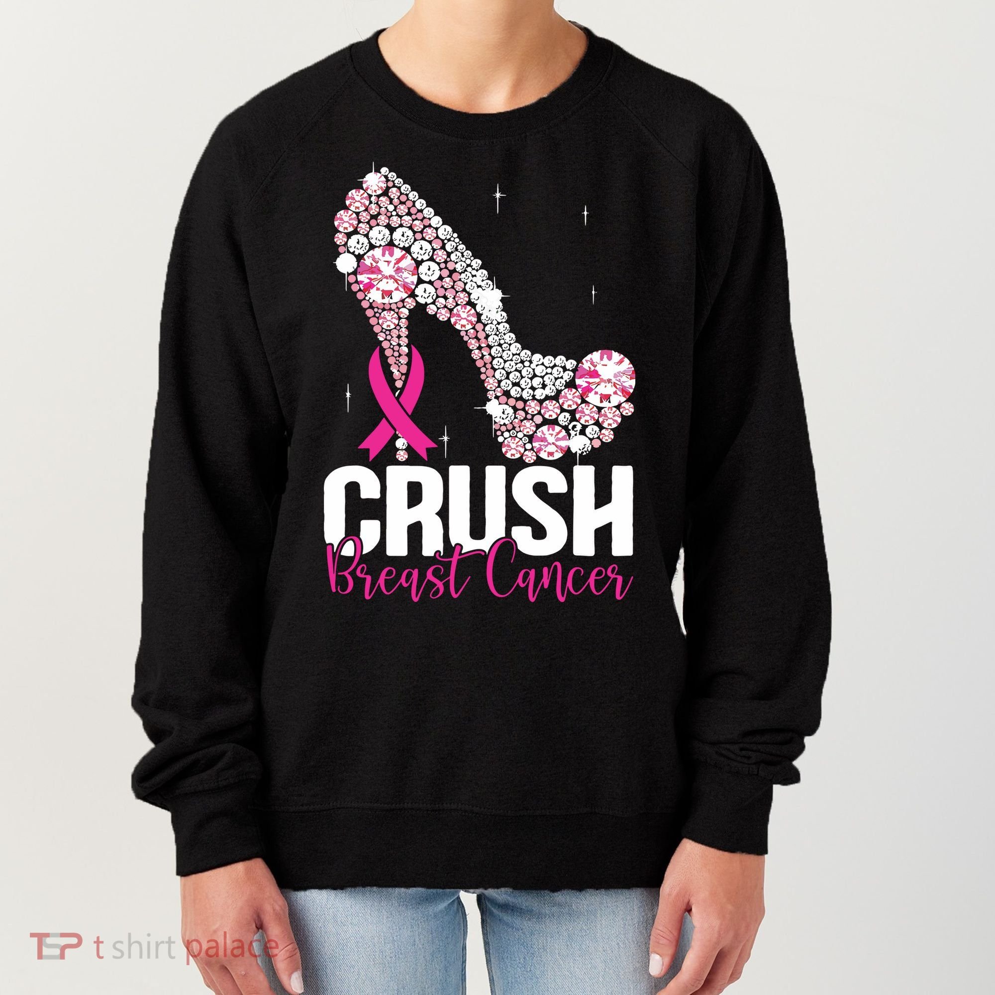 Crush Breast Cancer Awareness Bling Pink Ribbon Women's Sweatshirt