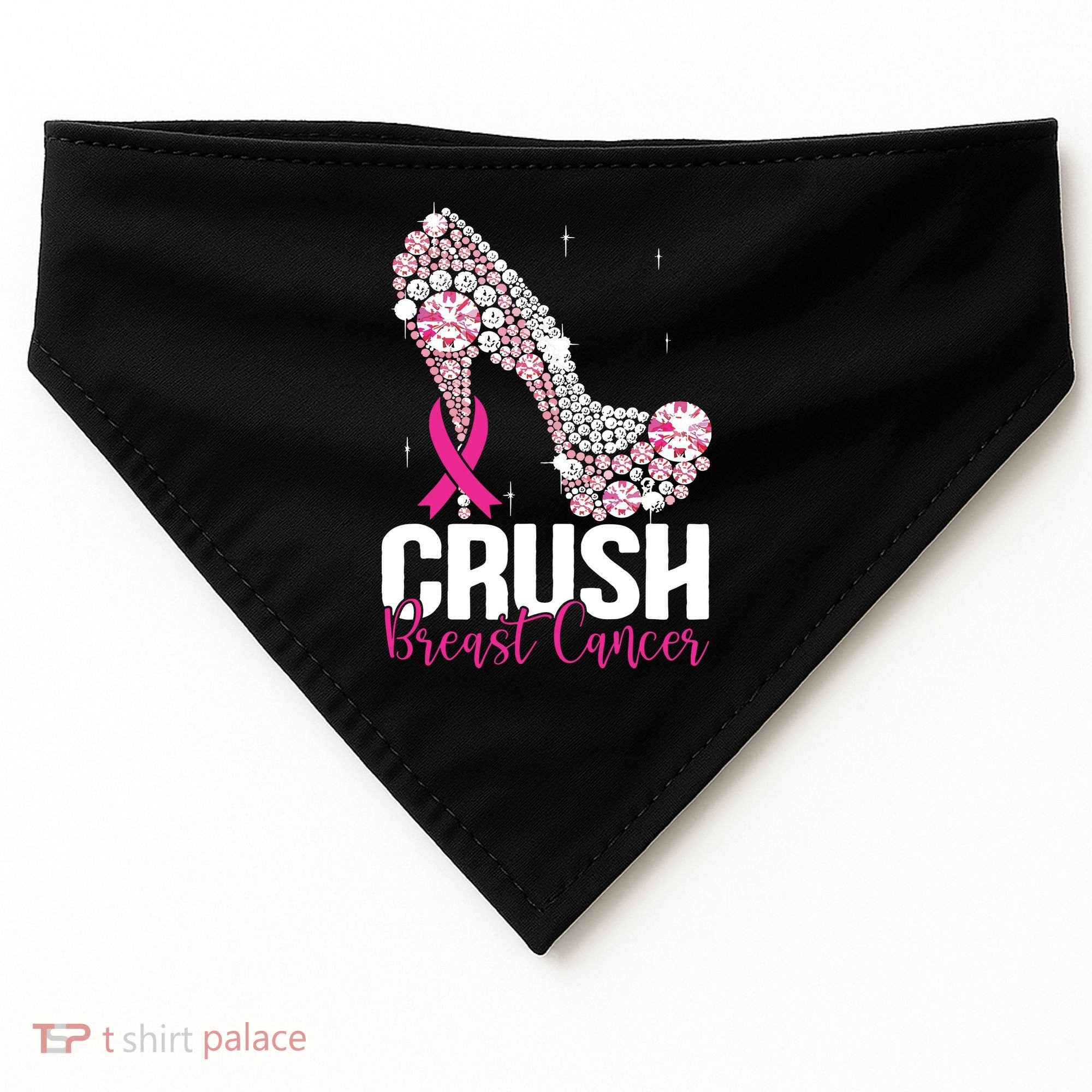 Crush Breast Cancer Awareness Bling Pink Ribbon USA-Made Doggie Bandana