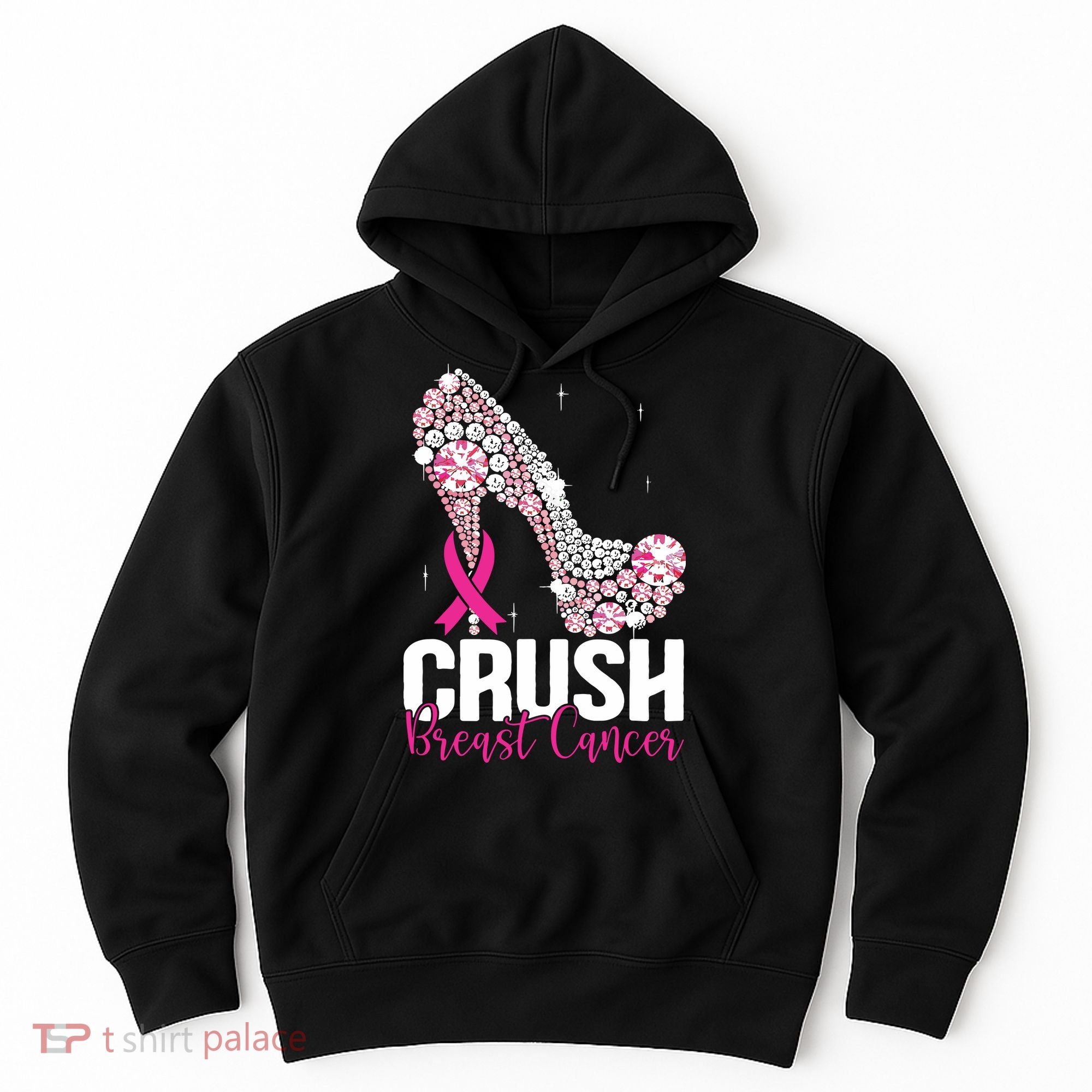 Crush Breast Cancer Awareness Bling Pink Ribbon Hoodie