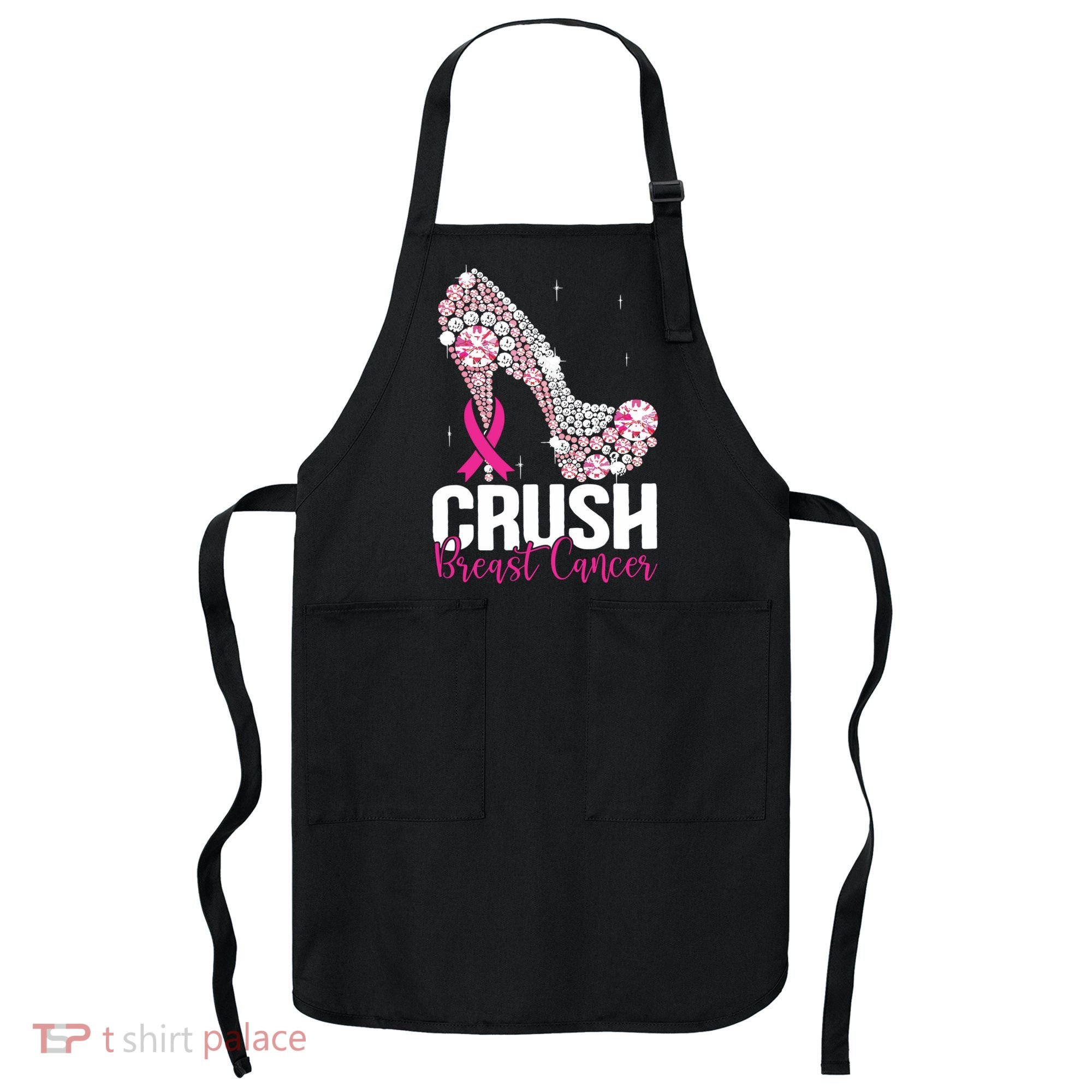 Crush Breast Cancer Awareness Bling Pink Ribbon Apron