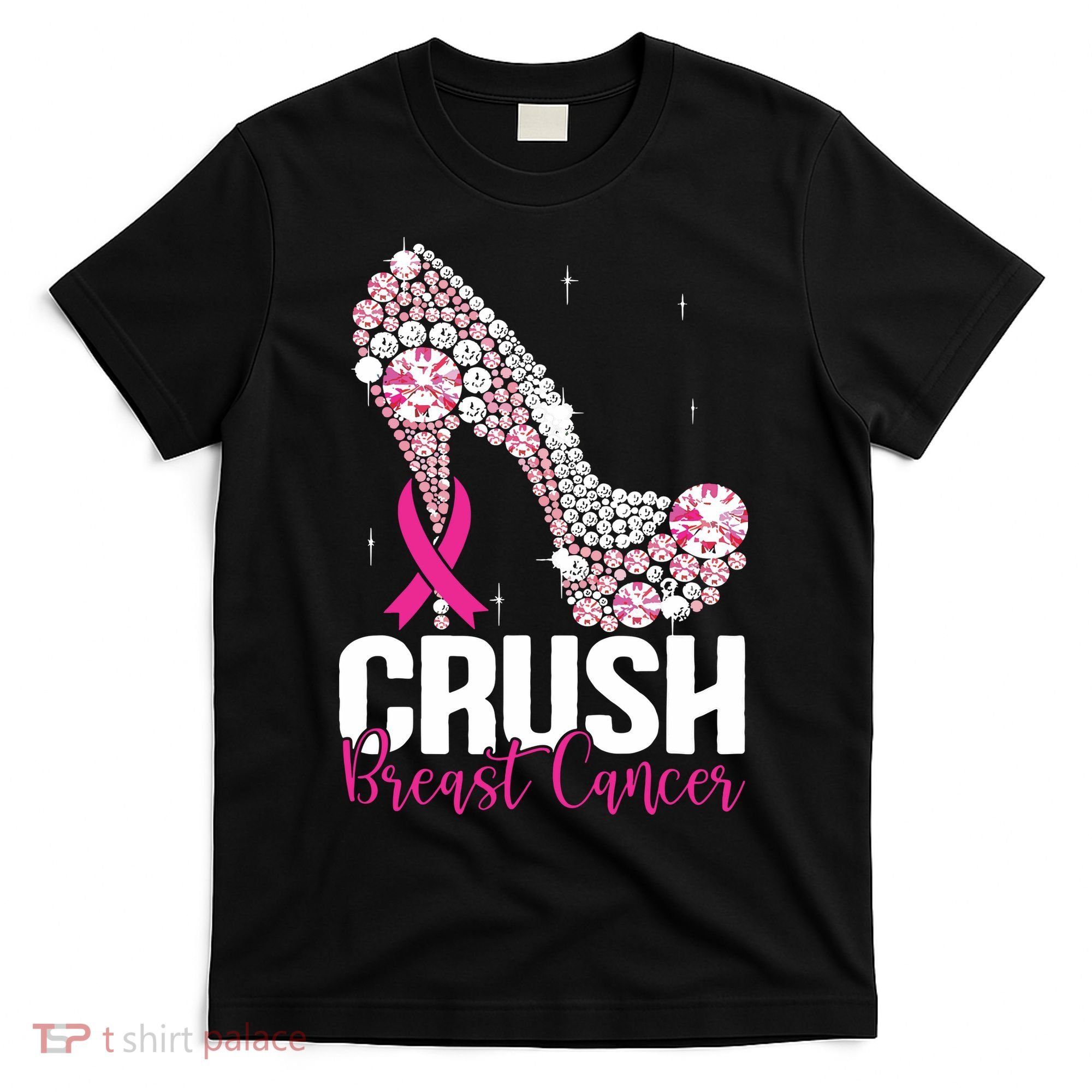 Crush Breast Cancer Awareness Bling Pink Ribbon T-Shirt