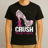 Crush Breast Cancer Awareness Bling Pink Ribbon T-Shirt thumb 3