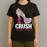 Crush Breast Cancer Awareness Bling Pink Ribbon T-Shirt thumb 4