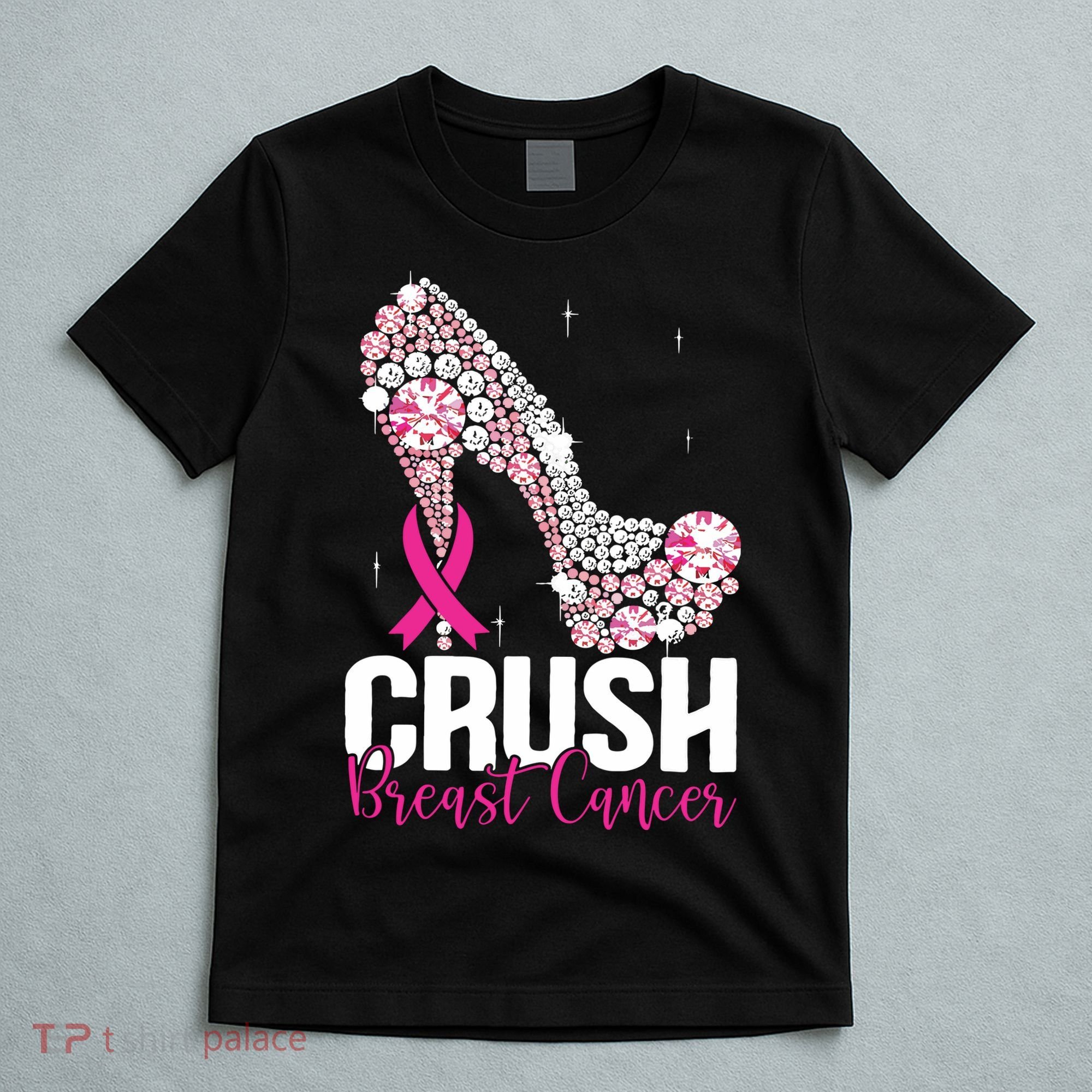 Crush Breast Cancer Awareness Bling Pink Ribbon T-Shirt