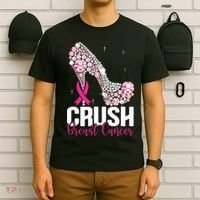 Crush Breast Cancer Awareness Bling Pink Ribbon T-Shirt thumb 6