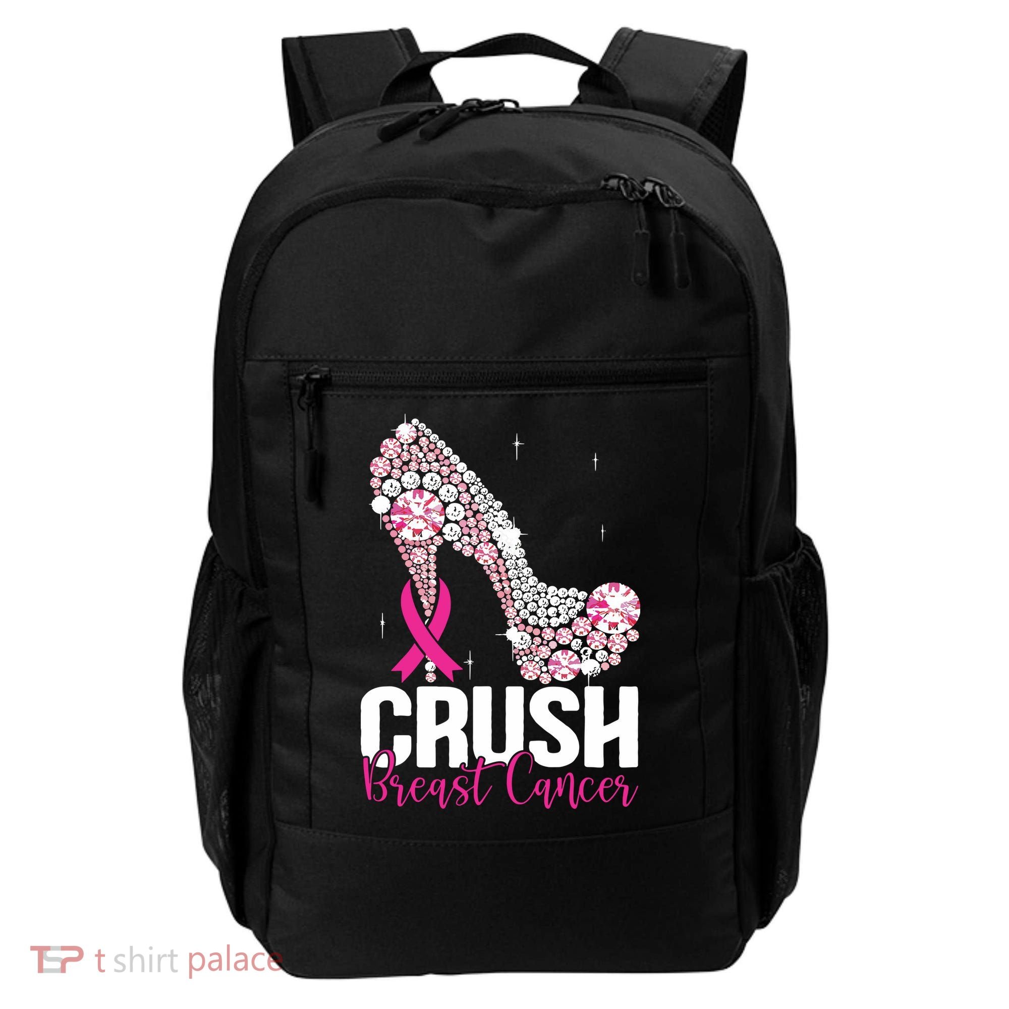 Crush Breast Cancer Awareness Bling Pink Ribbon Backpack