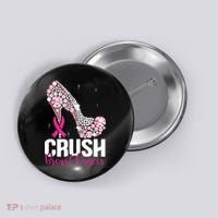 Crush Breast Cancer Awareness Bling Pink Ribbon Button thumb 0