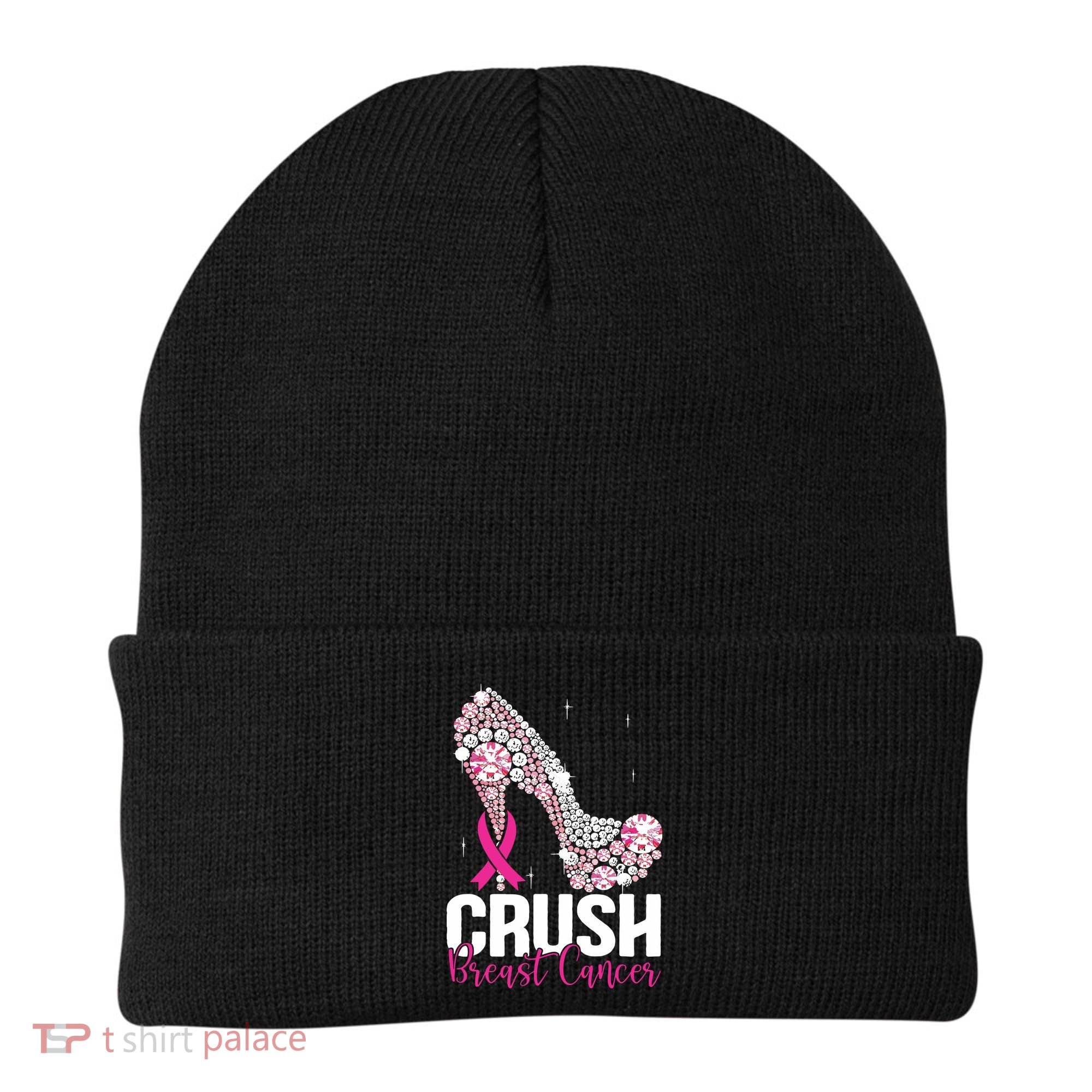 Crush Breast Cancer Awareness Bling Pink Ribbon Beanie