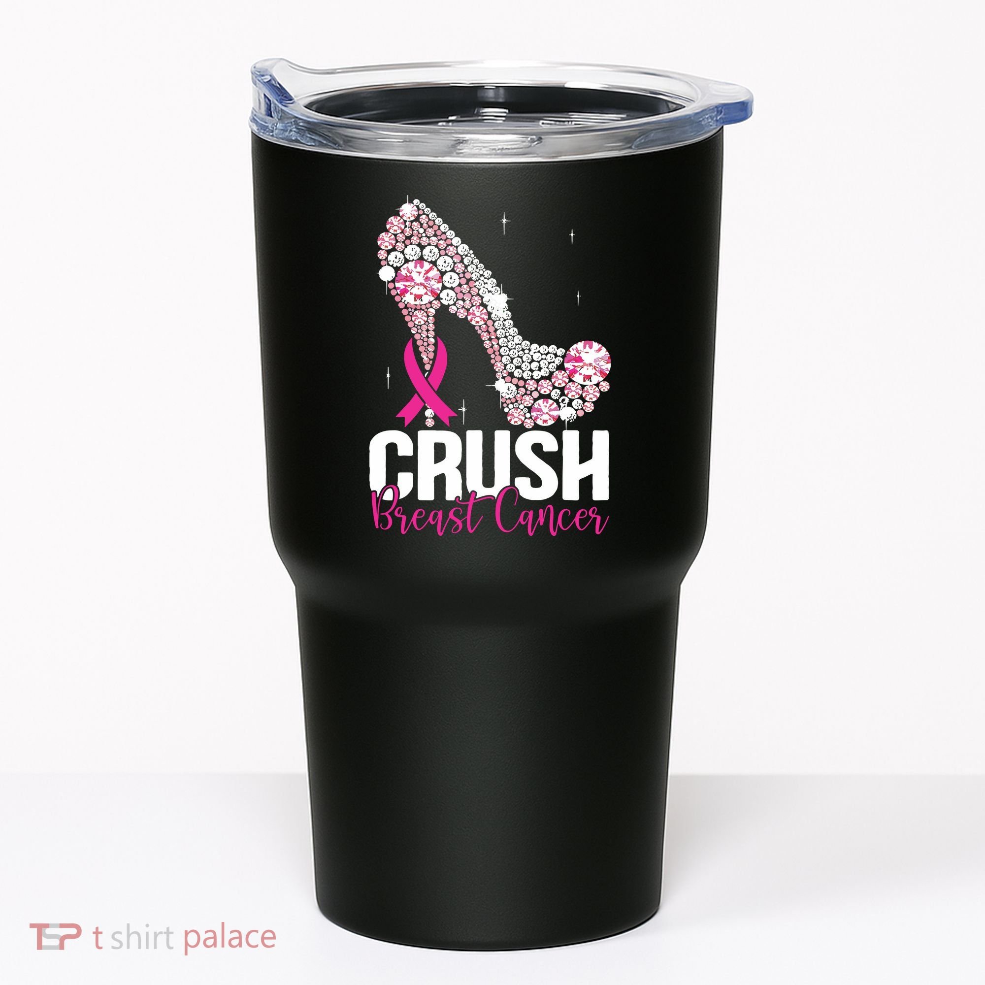 Crush Breast Cancer Awareness Bling Pink Ribbon Tumbler